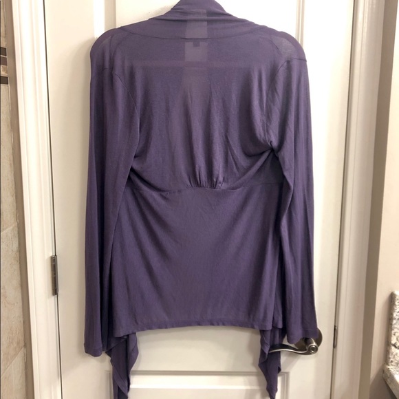 Iris Basic Purple Draped Long-Sleeve Cardigan - Picture 2 of 6